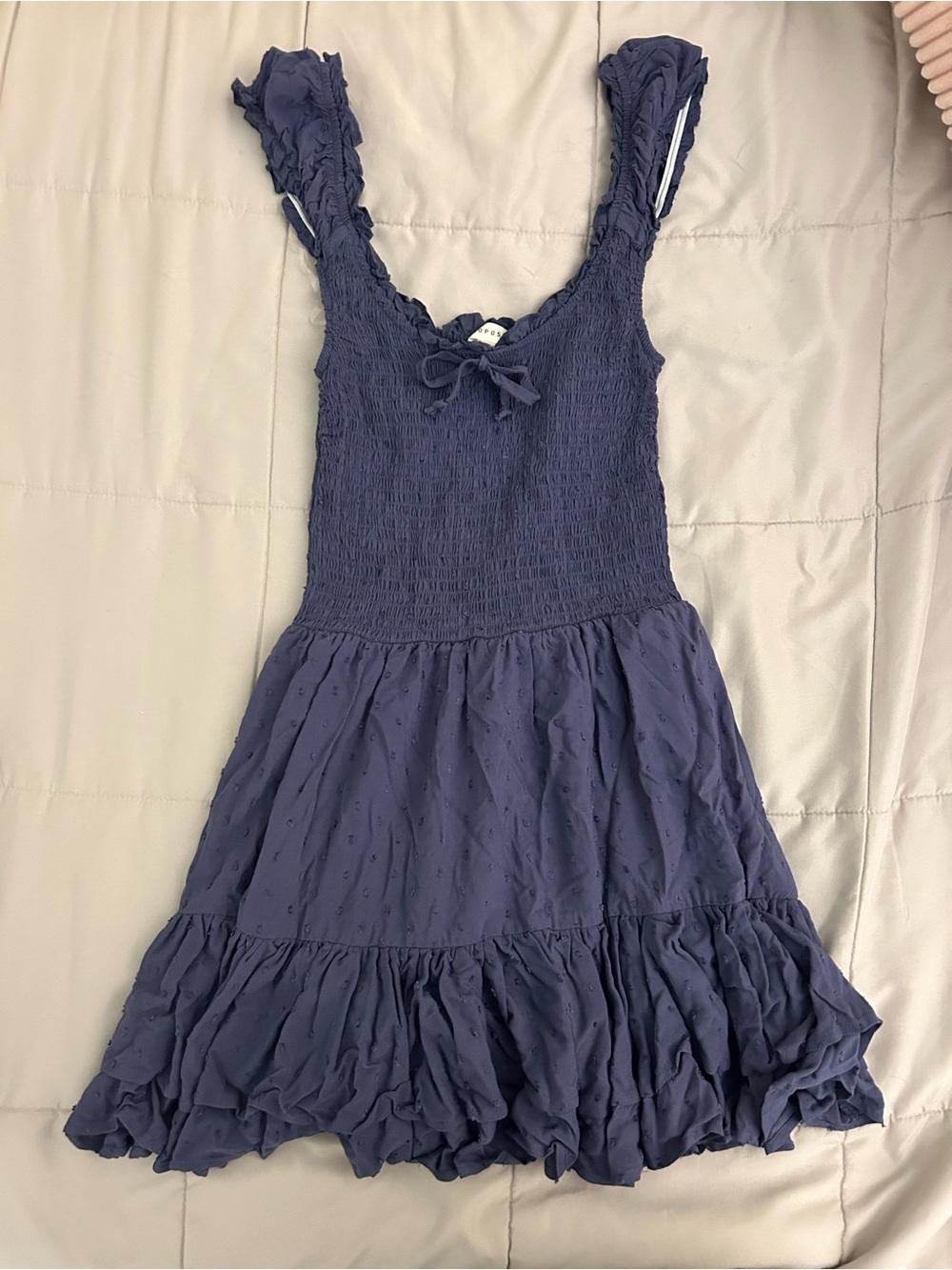 Aeropostale Navy Ruffle Hem Smocked Sundress